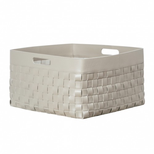Square Storage Basket in Saddlery Leather - VERONA |  Giobagnara