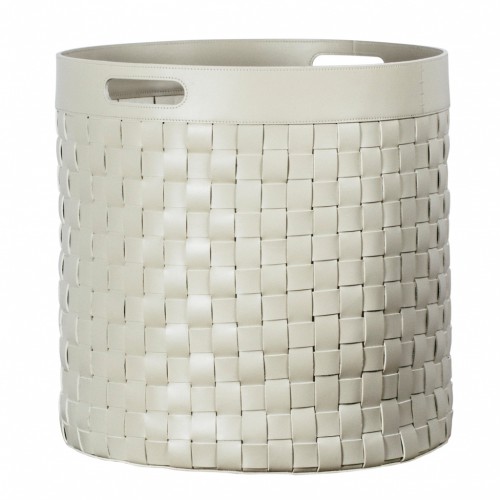 Braided Storage Basket in Saddlery Leather - VERONA TOWER | Giobagnara
