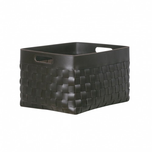 Rectangular woven Storage Basket in Saddlery Leather - VERONA |  Giobagnara