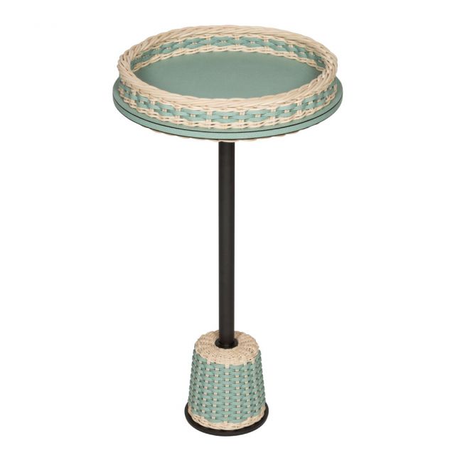 Leather and Rattan Side Table - Matisse | Giobagnara