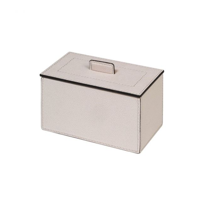 Make up pads holder leather covered wood structure