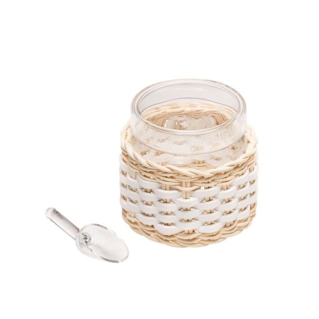 Leather and rattan sugar bowl - Deauville | Giobagnara