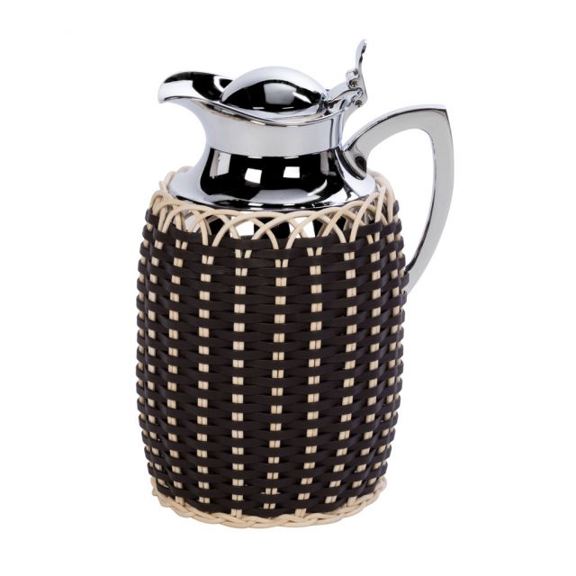 Leather and rattan carafe with chrome finish - Villandry