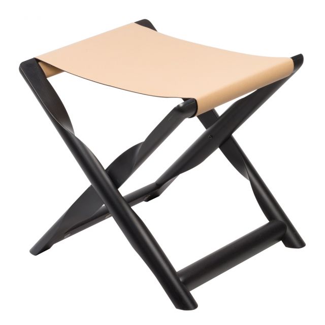 Folding stool in oak and leather - Elica | GioBagnara Venezia