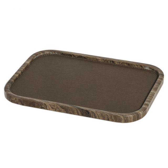 Valet tray rectangular in marble and suede - Polo Marmo