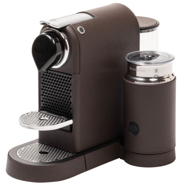 Citiz Nespresso machine covered in leather with milk frother | GioBagnara Venezia