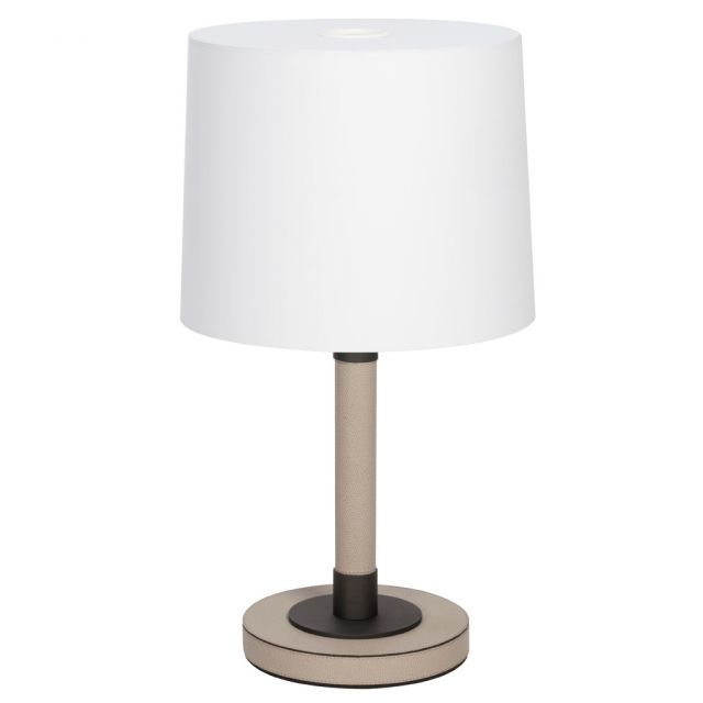 Table lamp with leather upholstery and metal inserts - Gallia | GioBagnara Venezia
