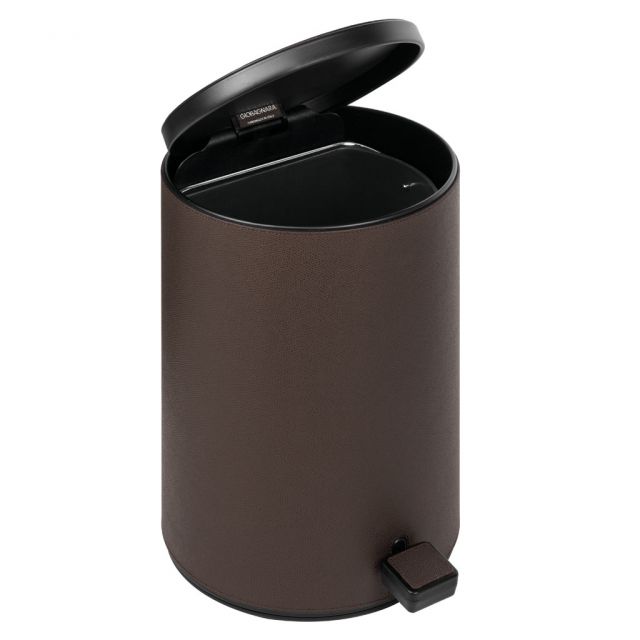 Round pedal bin in metal leather covered - Jazz | GioBagnara Venezia