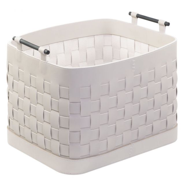 Rectangular tall basket in braided leather - Ravenna | GioBagnara Venezia