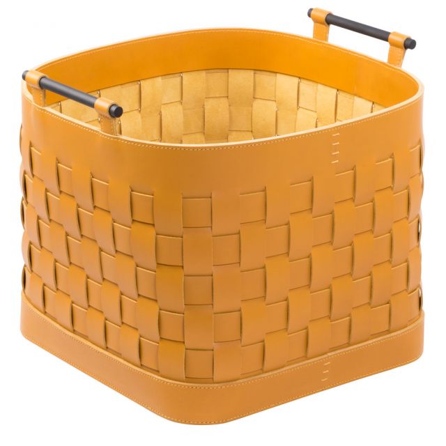 Storage basket in water-resistant braided leather - Ravenna | GioBagnara Venezia