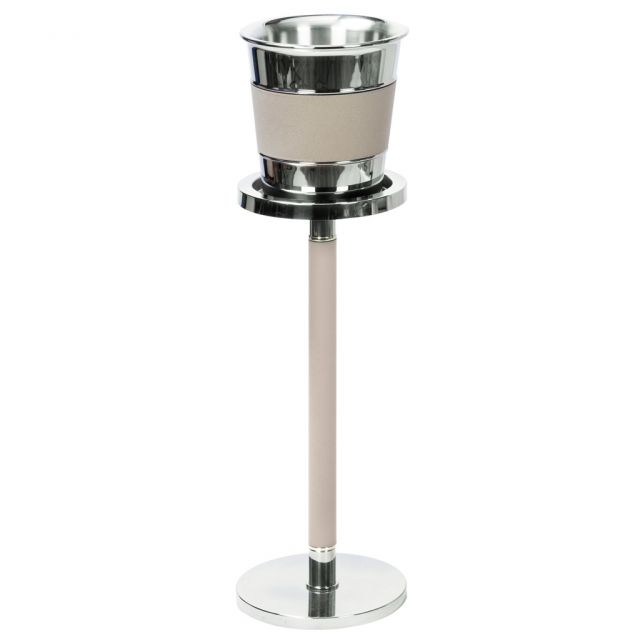 Stand for champagne bucket, stainless steel structure leather covering - OCEAN | Giobagnara
