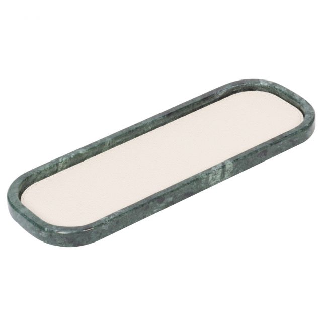 Valet tray long in marble and suede - Polo Marble