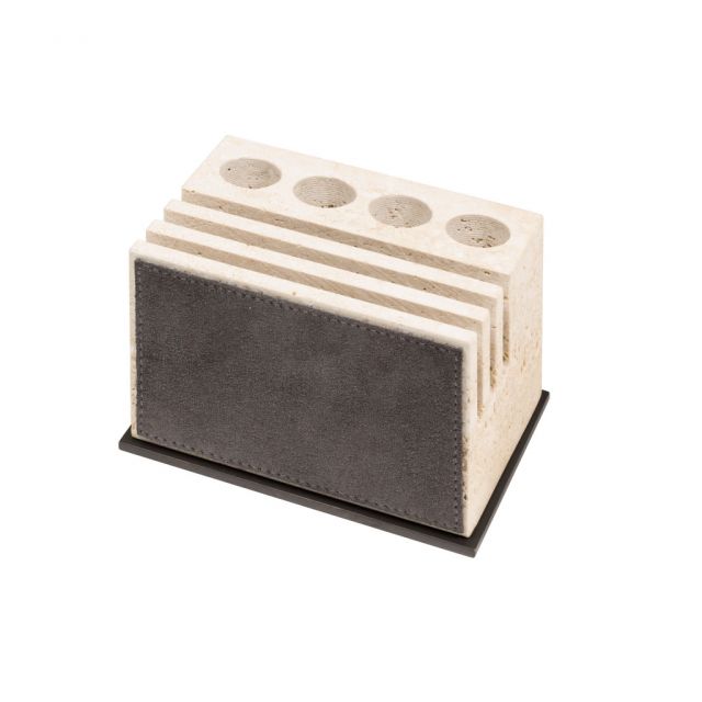 Leather and Marble Pen Holder - Latina | Giobagnara