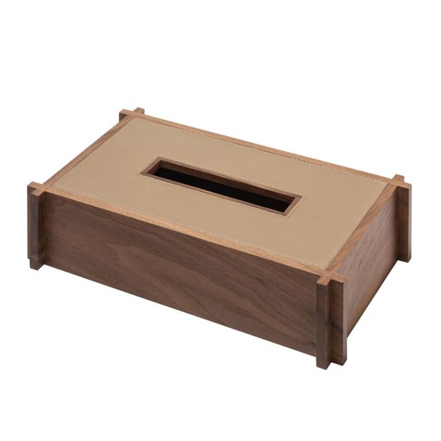 LEATHER&WOOD RECTANGULAR TISSUE HOLDER - STRUCTURA