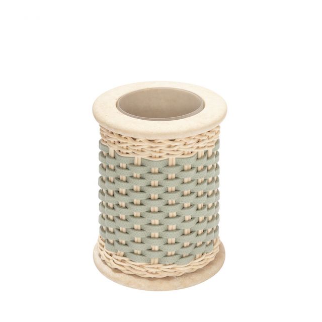 LEATHER & RATTAN TOOTHBRUSH HOLDER - COURBET