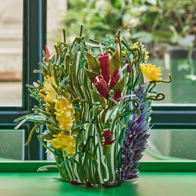 Silicone Rubber Vase handcrafted in Italy  - Green path small | Giobagnara Il Prato Venezia