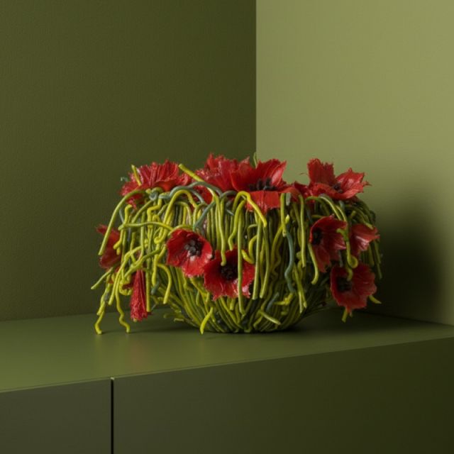 Silicone Rubber Vase handcrafted in Italy  - Poppies medium | Giobagnara Il Prato Venezia
