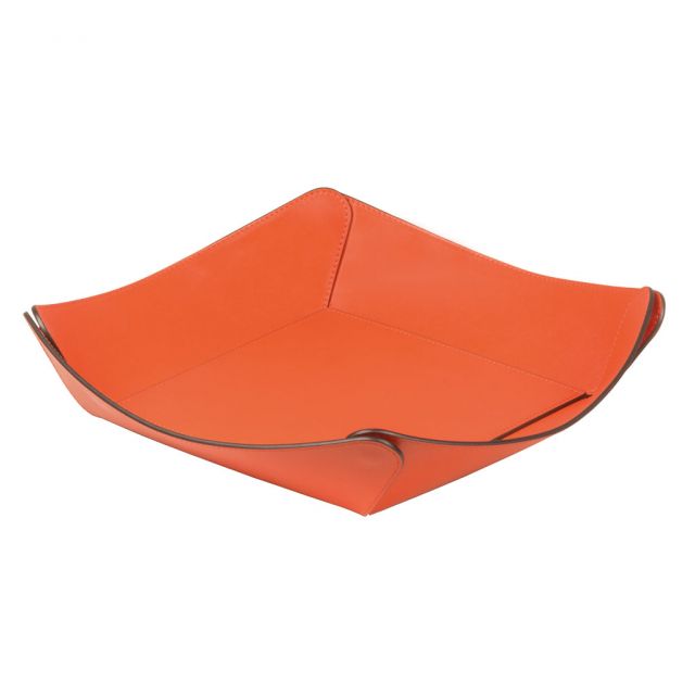 Square  bowl entirely covered in leather - Safran