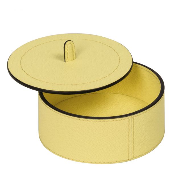 Medium round box covered in leather - Harris | GioBagnara Venezia