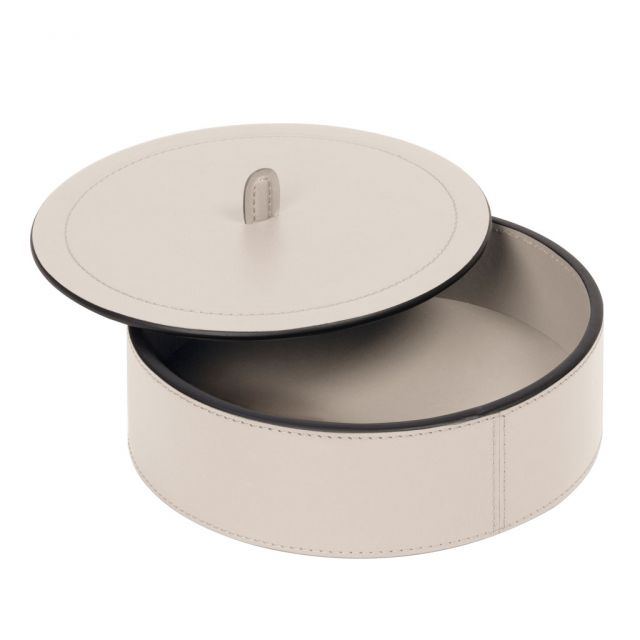 Large round box covered in leather - Harris | GioBagnara Venezia