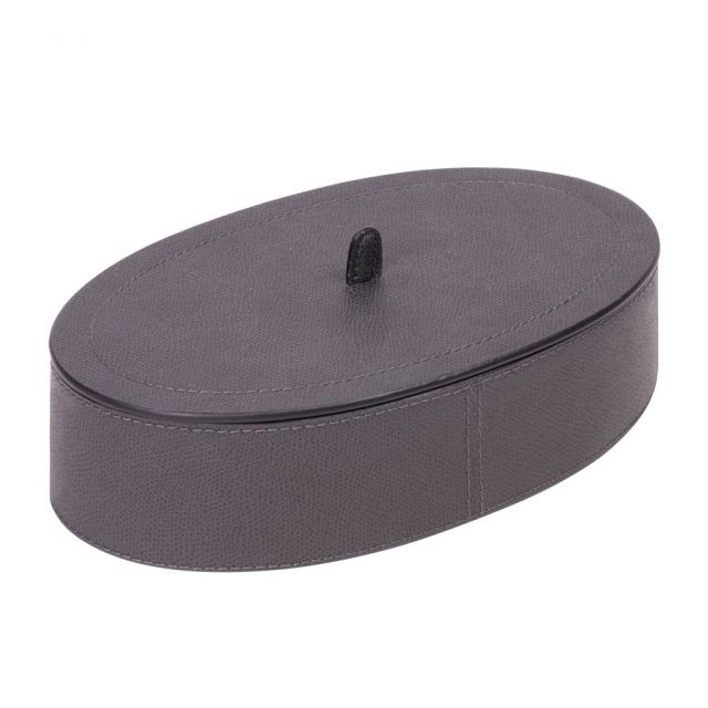 Large oval box covered in leather - Harris | GioBagnara Venezia