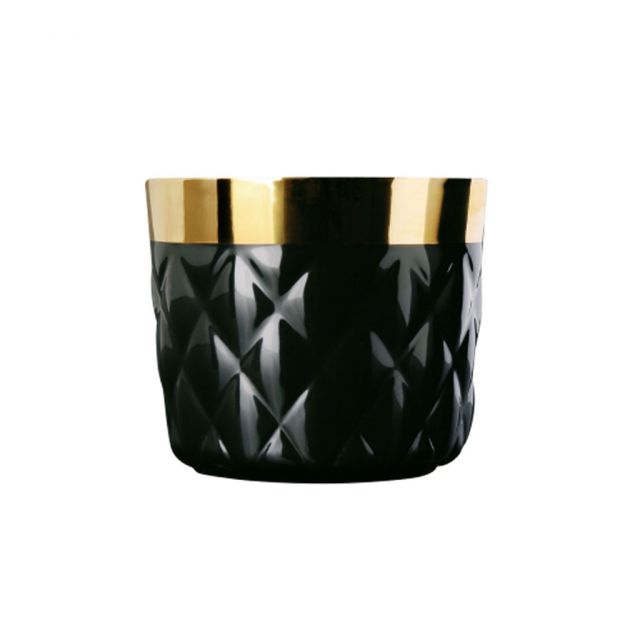 Champagne glasses in fine porcelain and precious metal - Champagne Goblets Cushion Black | Giobagnar...