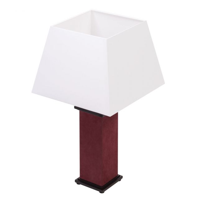 Table lamp with wooden frame covered in leather - ONE | Giobagnara