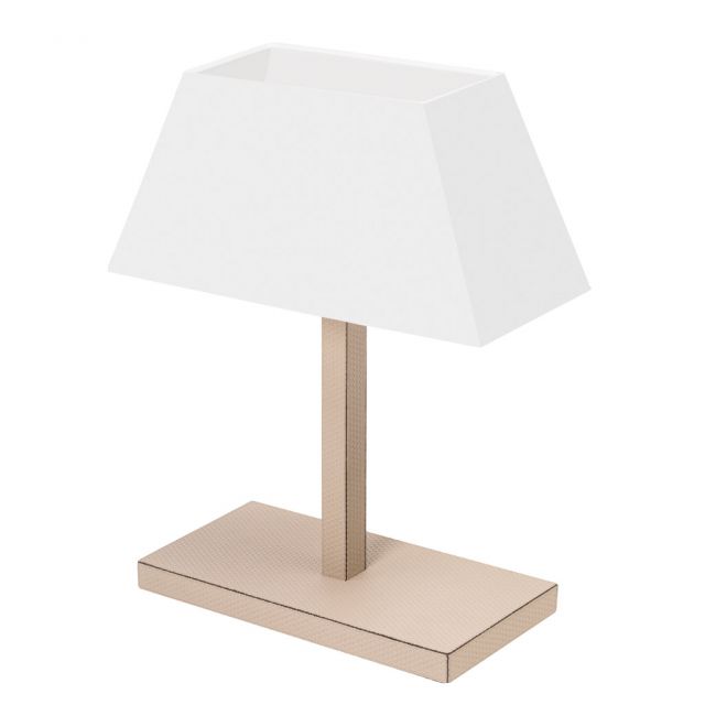 Table lamp with wooden and metal structure completely covered in leather - BOUILOTTE | Giobagnara