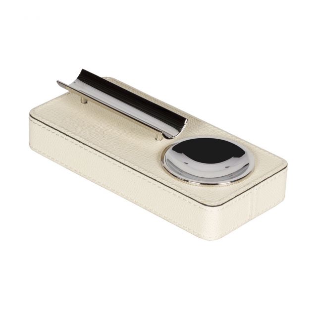 Cigar ashtray wood base covered in leather - PINAR | Giobagnara
