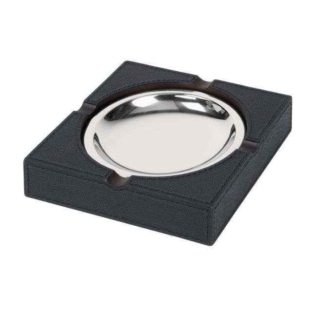 Ashtray handcrafted wood base covered in leather - TRAFALGAR | Giobagnara