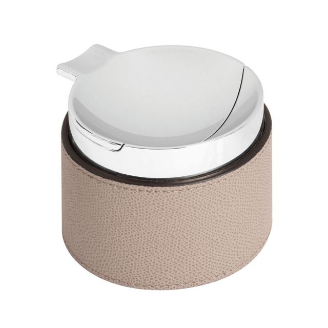 Chromed brass ashtray with leather padding - Colorado