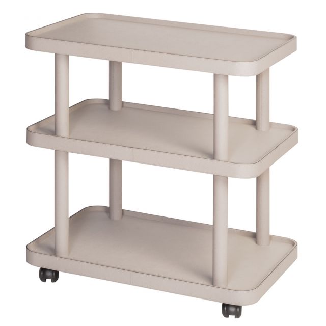 Rectangular trolley three levels, wooden frame covered in leather - POLO | Giobagnara
