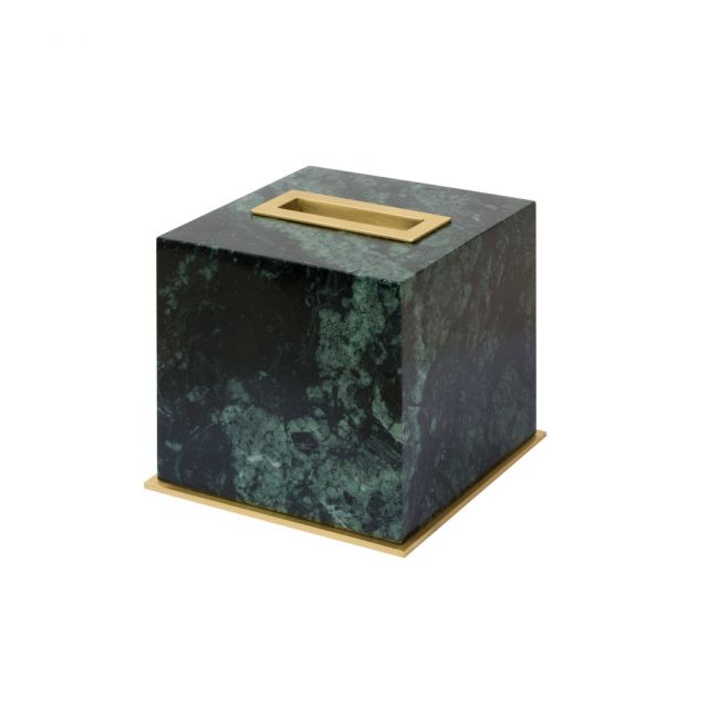 Marble tissue holder - Positano green guatemala | Giobagnara