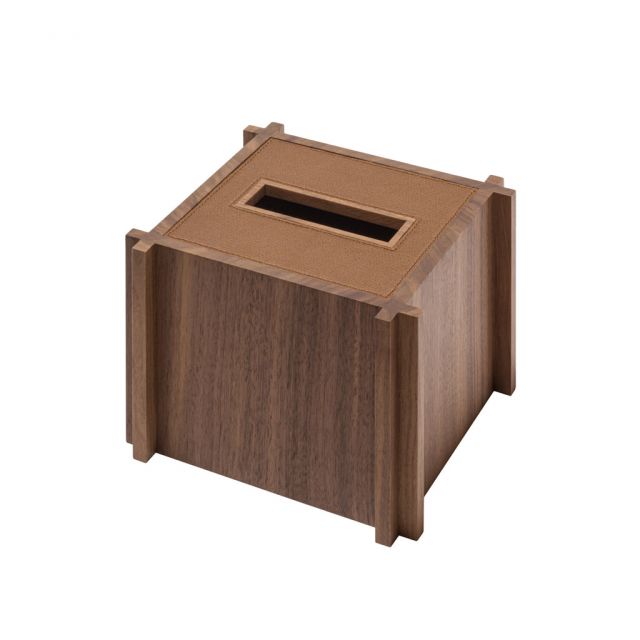 LEATHER&WOOD SQUARE TISSUE HOLDER - STRUCTURA