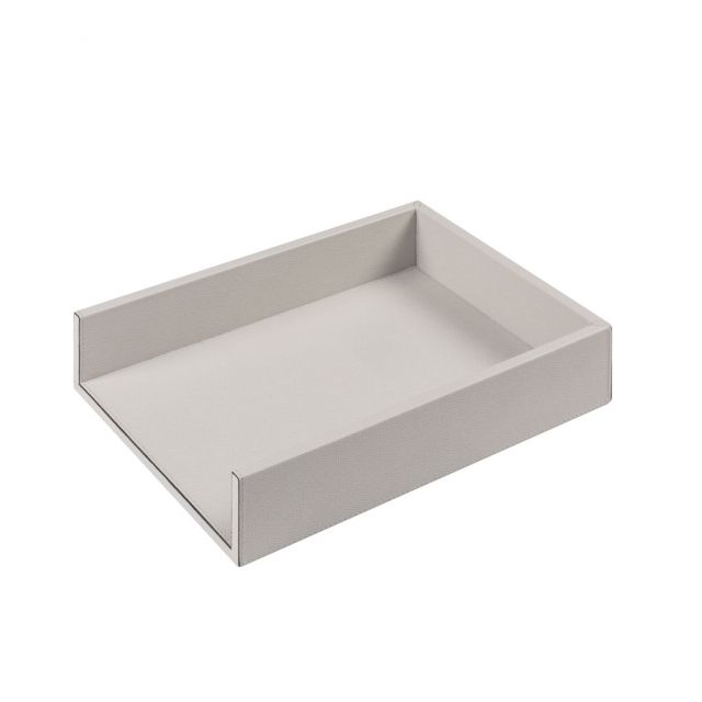 Stackable A4 paper tray, wooden frame covered in leather | Giobagnara