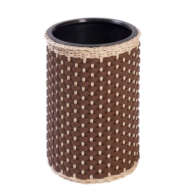 Leather and Rattan Bin - Cezanne | Giobagnara