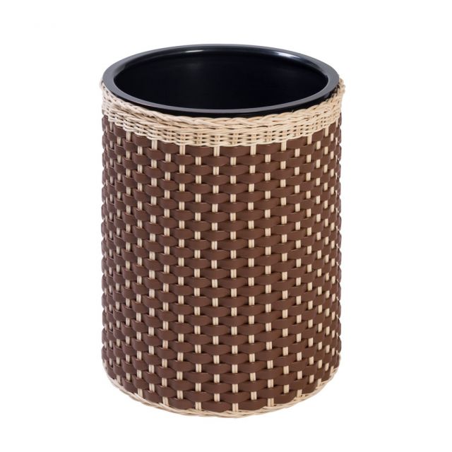 Leather and Rattan Bin - Cezanne | Giobagnara