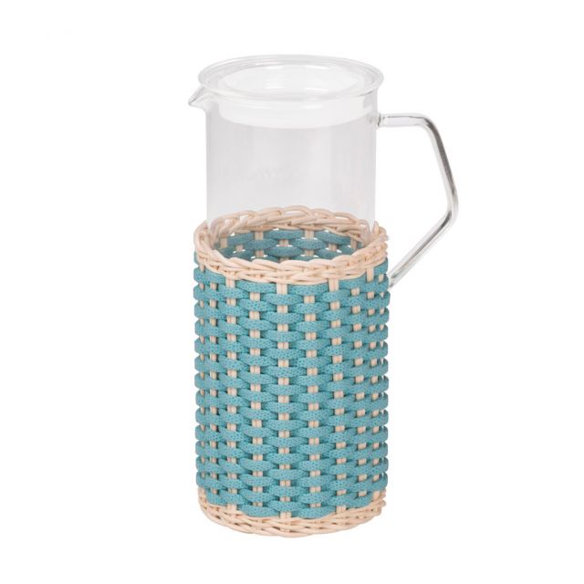 Leather e rattan glass pitcher - Marseille | Giobagnara