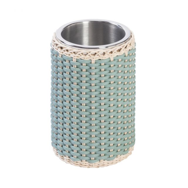 Leather and rattan bottle cooler - Menton | Giobagnara