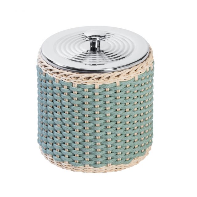 Leather and rattan ice bucket - Menton | Giobagnara