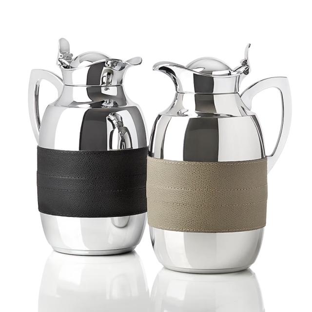 Bestseller product secondary image : Thermal caraffe in chromed brass and leather | Giobagnara