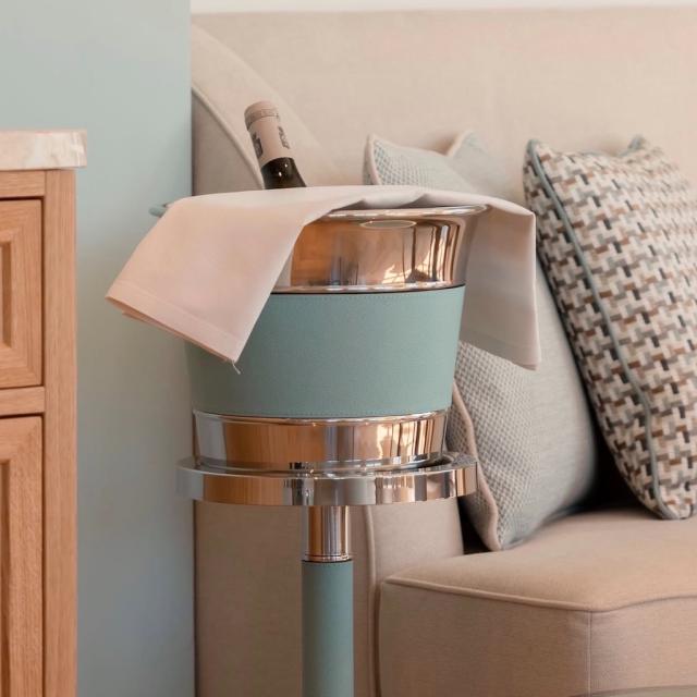 Bestseller product secondary image : Stand for champagne bucket, stainless steel structure leather c