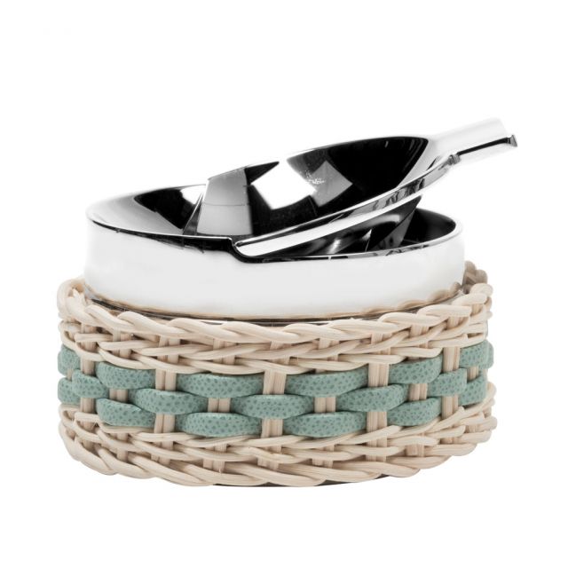 Leather and rattan ashtray - Toledo | Giobagnara