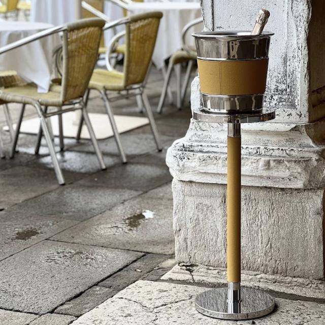 Bestseller product primary image : Stand for champagne bucket, stainless steel structure leather cov