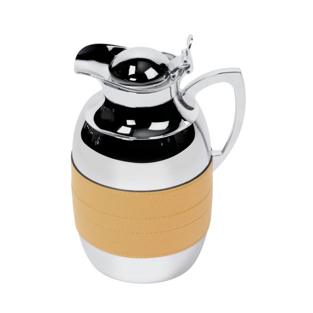 Thermal caraffe in chromed brass and leather | Giobagnara