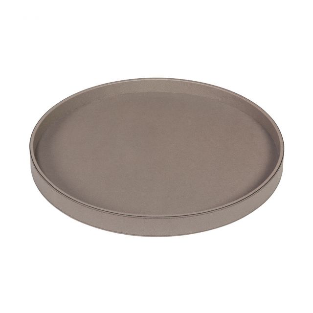 Round tray wooden frame covered in leather - POLO | Giobagnara
