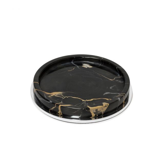 Portoro Marble round Valet Tray - Positano | Giobagnara