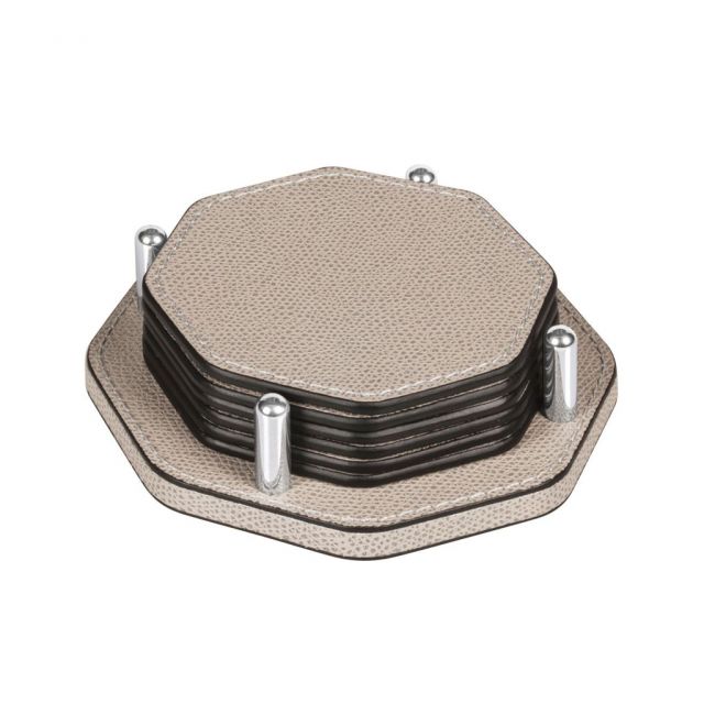 Octagonal coaster holder covered in leather - David | GioBagnara Venezia