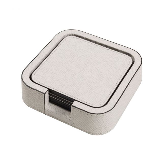Rounded square leather coaster holder - Tao | GioBagnara Venezia