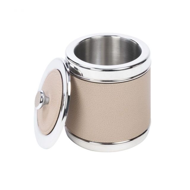 Ice bucket in leather and chrome steel - OCEAN | Giobagnara